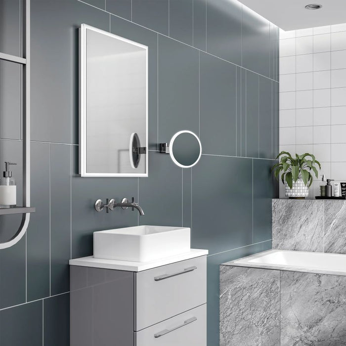 HiB Cirque Illuminated Magnifying Bathroom Mirror - Chrome - 21700