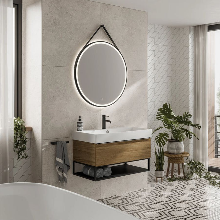 HiB Solstice 80cm LED Illuminated Bathroom Mirror - Black - 79520800