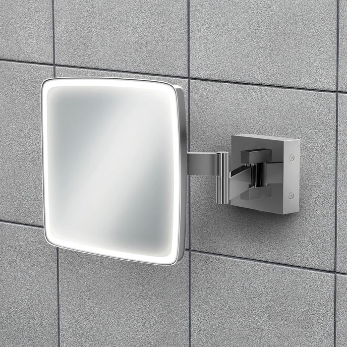 HiB Eclipse Square Bathroom LED Magnifying Mirror - Chrome - 21200
