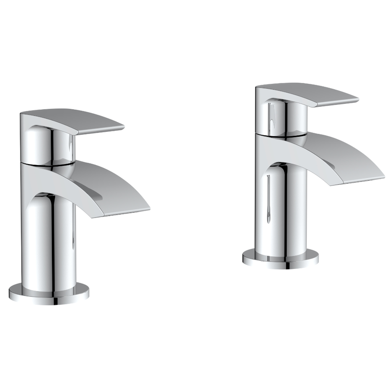 Cape Tap Pair for 2 Tap Hole Basin w/ Pop Up Waste - Chrome