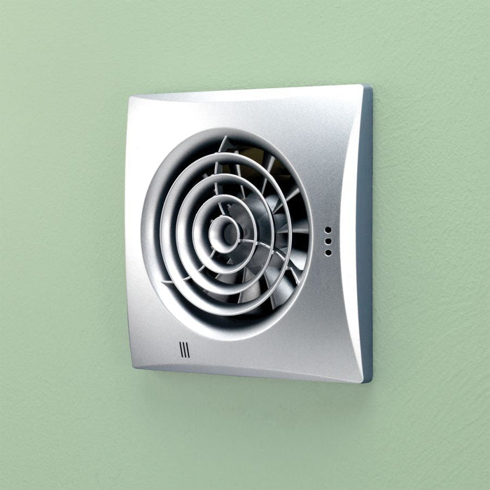 HiB Hush Discreet Bathroom Extractor Fan - Matt Silver - 31700