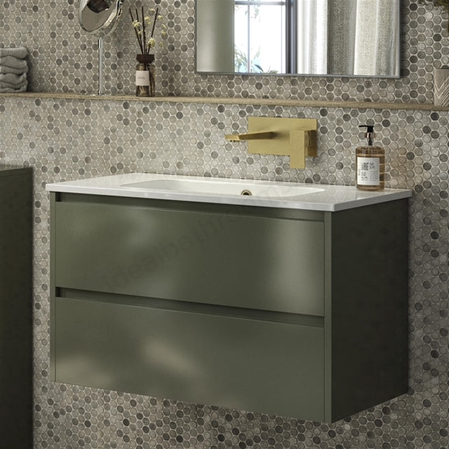 Pebble PVD Coated Wall Mounted Basin Filler w/ Pop Up Waste - Brushed Brass