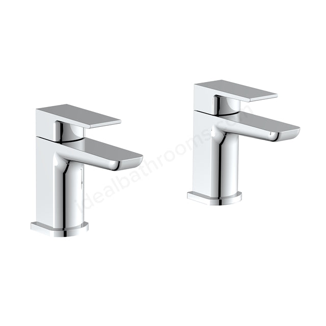 Pebble Bath Pillar Taps w/ 2 Tap Holes Chrome - PBBR019