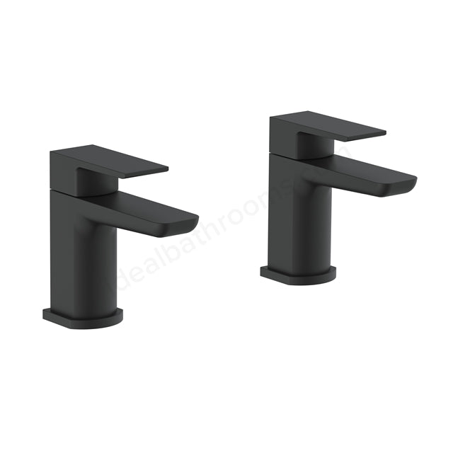 Pebble Electroplated Bath Pillar Taps w/ 2 Tap Holes Black - PBBR028