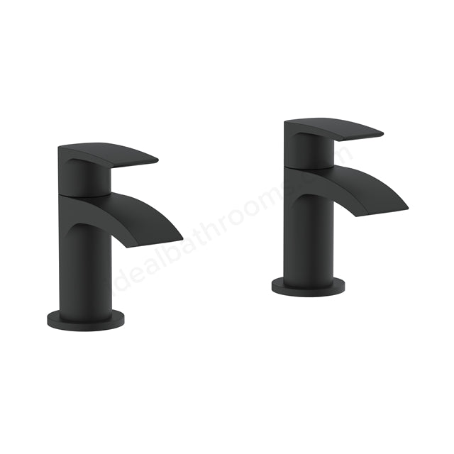 Cape Electroplated Bath Pillar Taps w/ 2 Tap Holes Black - PBBR055