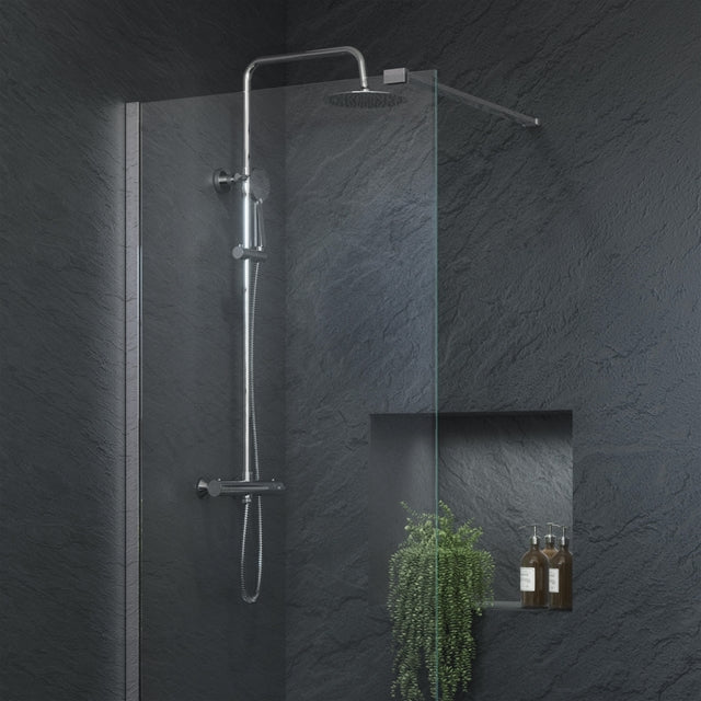 Marina Column Shower w/ Rail, Hose & Round Head - Chrome