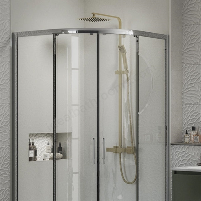 Marina PVD Coated Column Shower w/ Rail, Hose & Square Head - Brushed Brass
