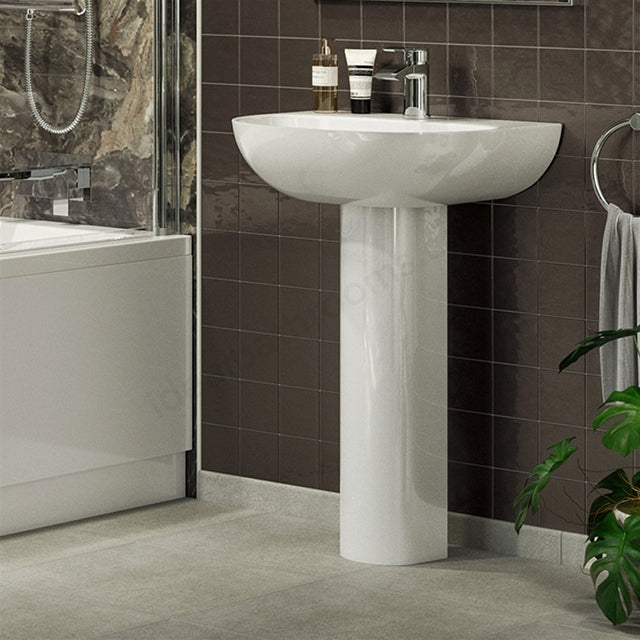 Bay Round 680mm x 185mm Full Pedestal - White