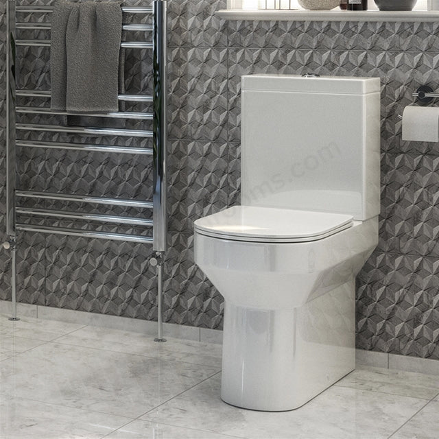Dune Round 420mm x 645mm x 370mm Rimless Close Coupled Closed Back WC Pan - White