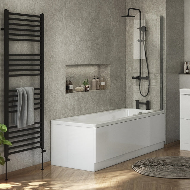 Kelvin Straight 1600 x 600mm Towel Warmer - Matt Black