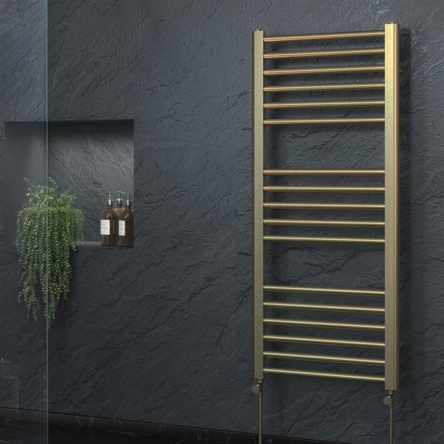 Kelvin Straight 1200 x 500mm Towel Warmer - Brass