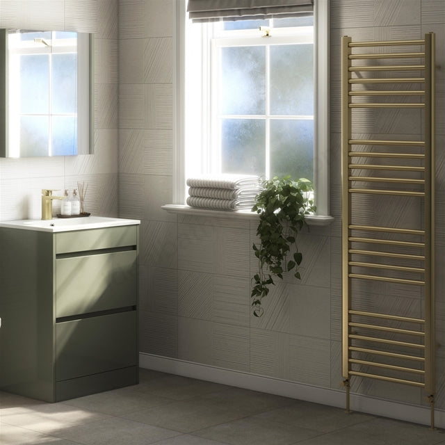 Kelvin Straight 1600 x 500mm Towel Warmer - Brass