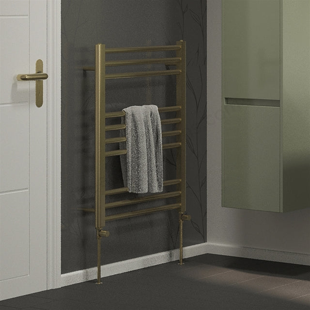 Kelvin Straight 800 x 600mm Towel Warmer - Brass