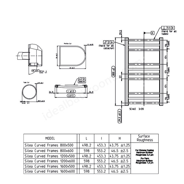 Kelvin Curved 800 x 600mm Towel Warmer - Chrome