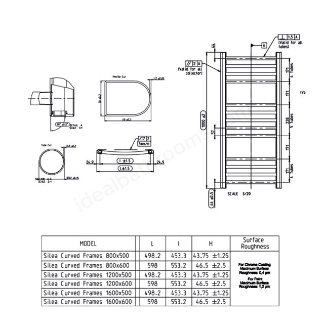 Kelvin Curved 1000 x 600mm Towel Warmer - Chrome