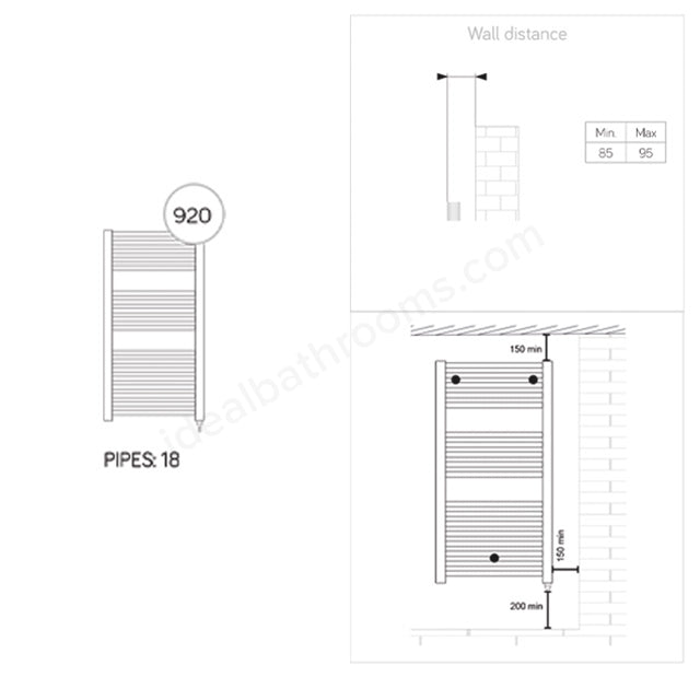 Kelvin Electric 920 x 480mm Towel Warmer - Brass