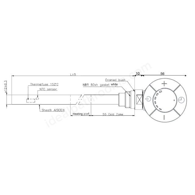 300W Thermostatic Heating Element - Black