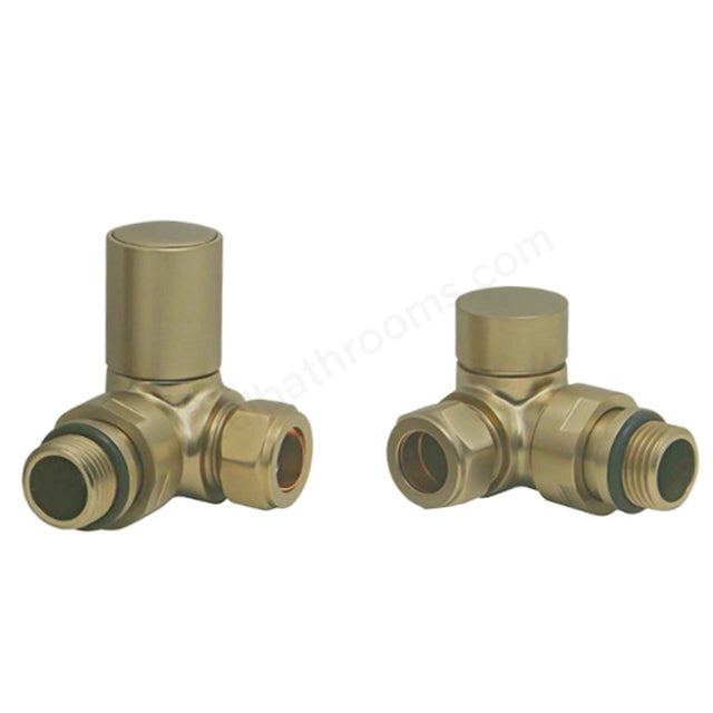 Non-Thermostatic Corner  Radiator Valve Brushed Brass - PBRV012