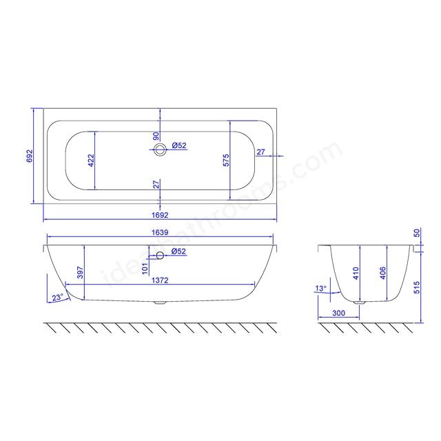 1700 x 700mm Double Ended Bath White - 02191