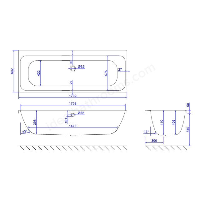 1800 x 700mm Double Ended Bath White - 02573