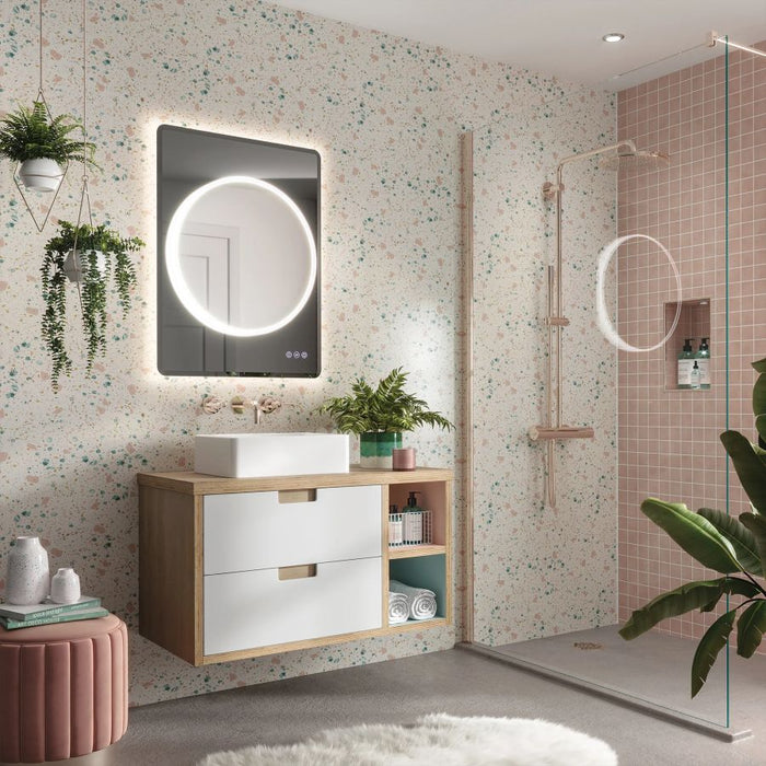 HiB Frontier 70cm Illuminated Circular Bathroom Mirror - 78726000