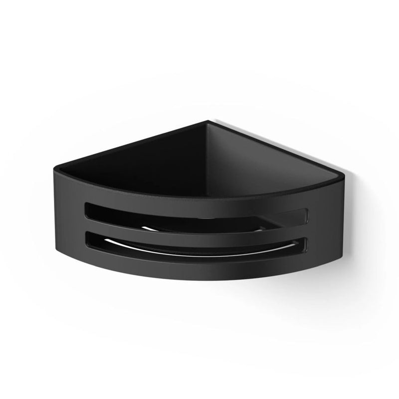 HiB Easy Clean Corner Shower Basket - Removable Tray - Black - ACSBBK03