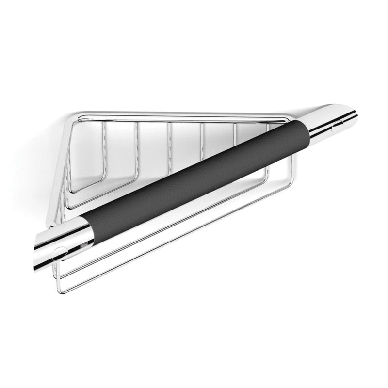 HiB Corner Shower Basket with Rubber Grab Bar - Chrome - ACSBCH09