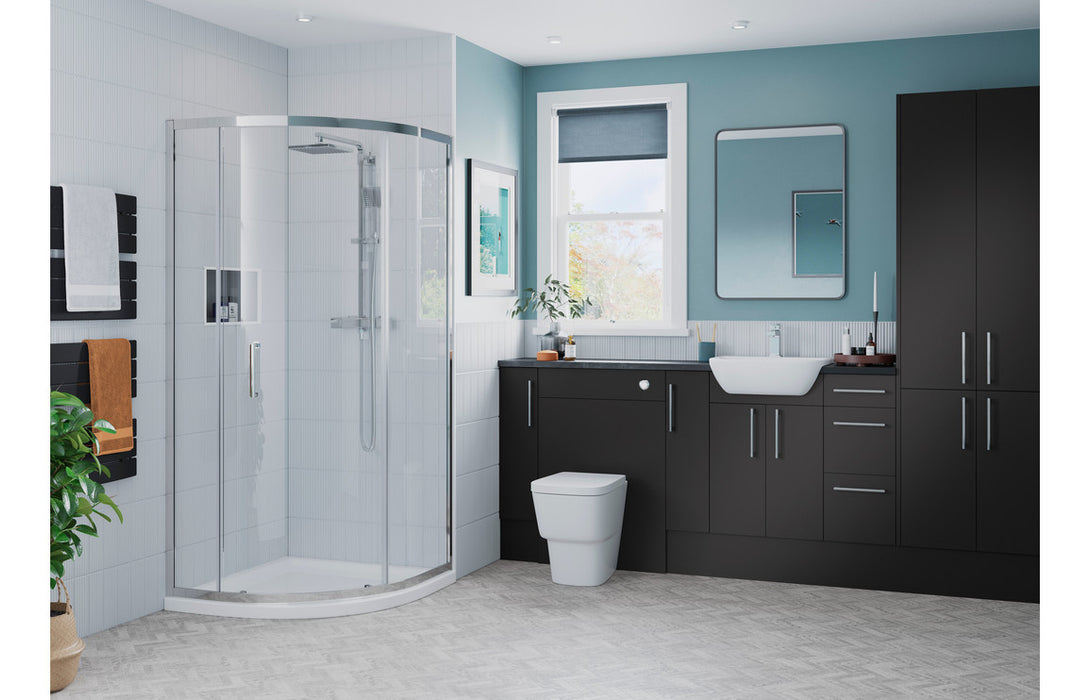 Abruzzo 1242mm Basin & WC Unit Pack (RH) - Matt Graphite Grey