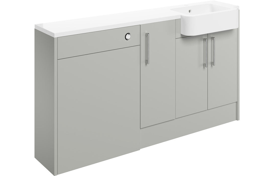 Abruzzo 1542mm Basin, WC & 1 Door Unit Pack (LH) - Light Grey Gloss