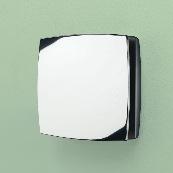 HiB Breeze Bathroom Extractor Fan, Chrome - Timer & Humidity Sensor - 32900