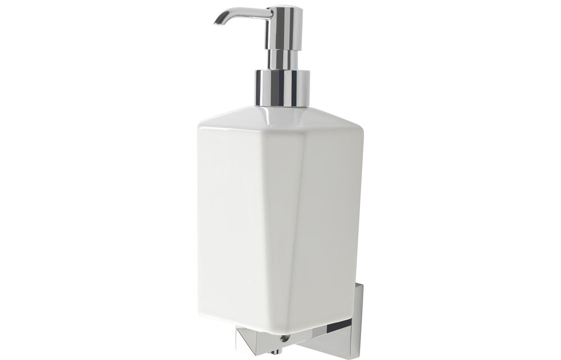 Pesaro Wall Mounted Soap Dispenser - Chrome & White