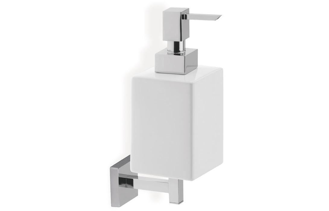 Novara Wall Mounted Soap Dispenser - Chrome & White