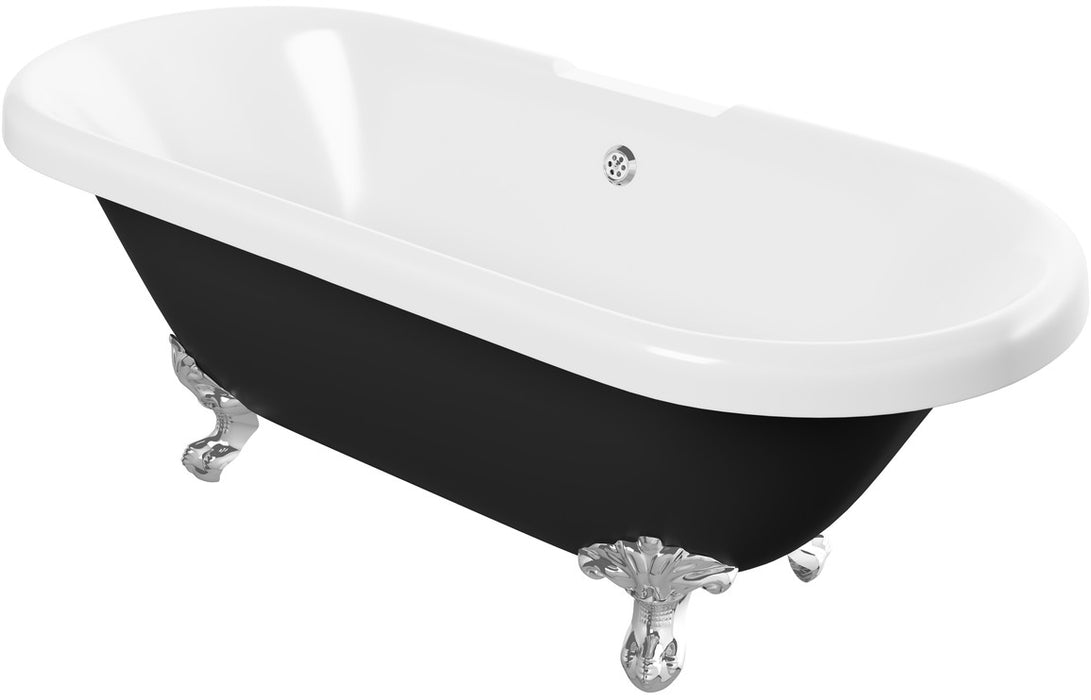 Cagliari Freestanding 1690x740x620mm 2TH Bath w/Feet - Black