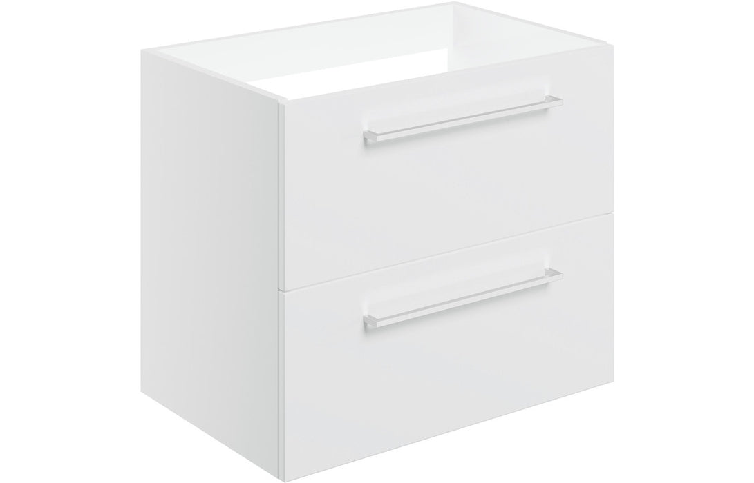 Stirling 590mm Wall Hung 2 Drawer Basin Unit (No Top) - White Gloss