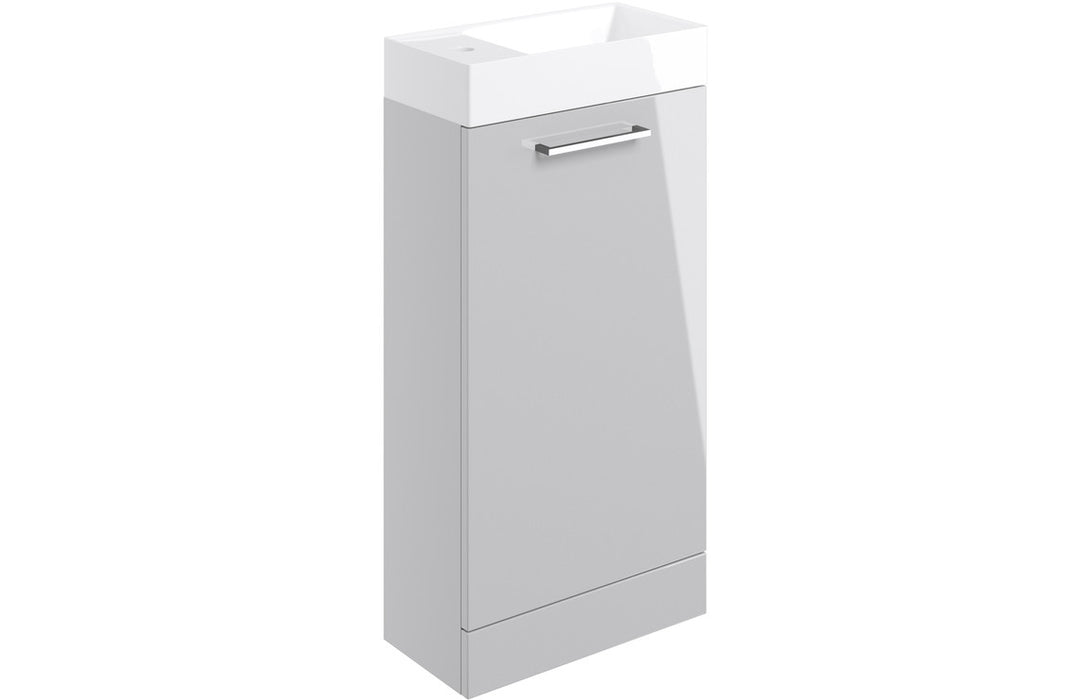 Stirling 410mm Floor Standing 1 Door Basin Unit & Basin - Grey Gloss