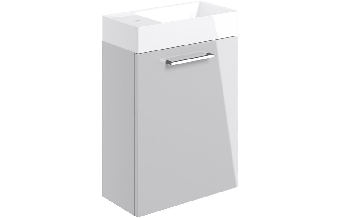 Stirling 410mm Wall Hung 1 Door Basin Unit & Basin - Grey Gloss