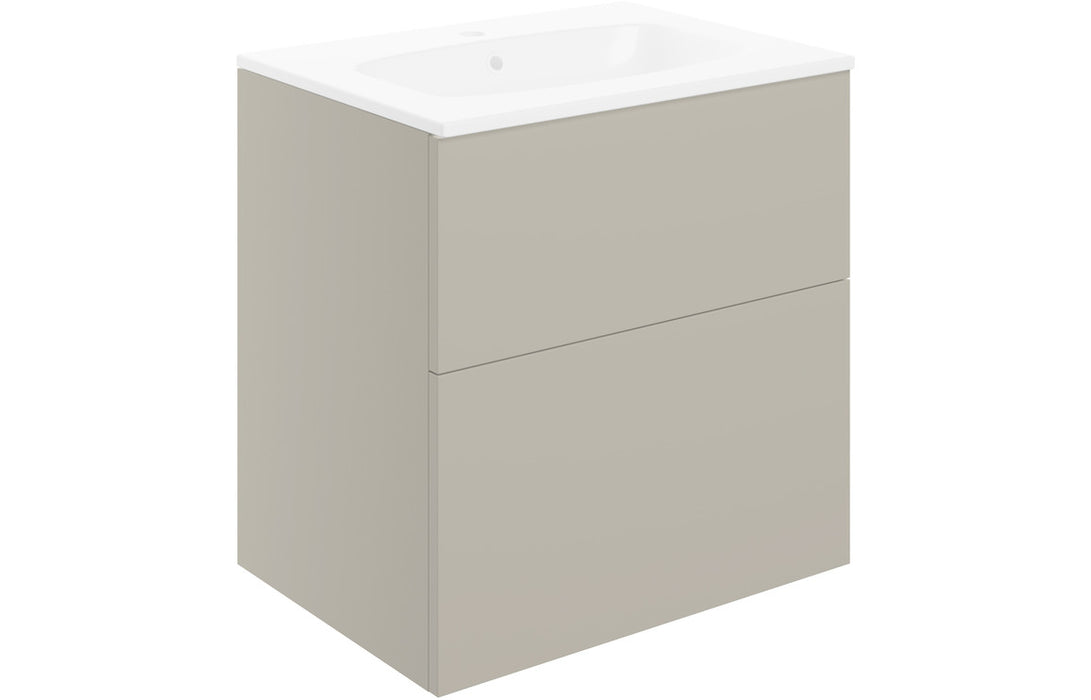 Marche 610mm Wall Hung 2 Drawer Basin Unit & Basin - Matt Latte