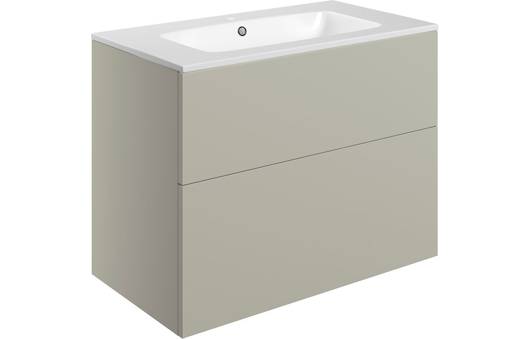 Marche 815mm Wall Hung 2 Drawer Basin Unit & Basin - Matt Latte