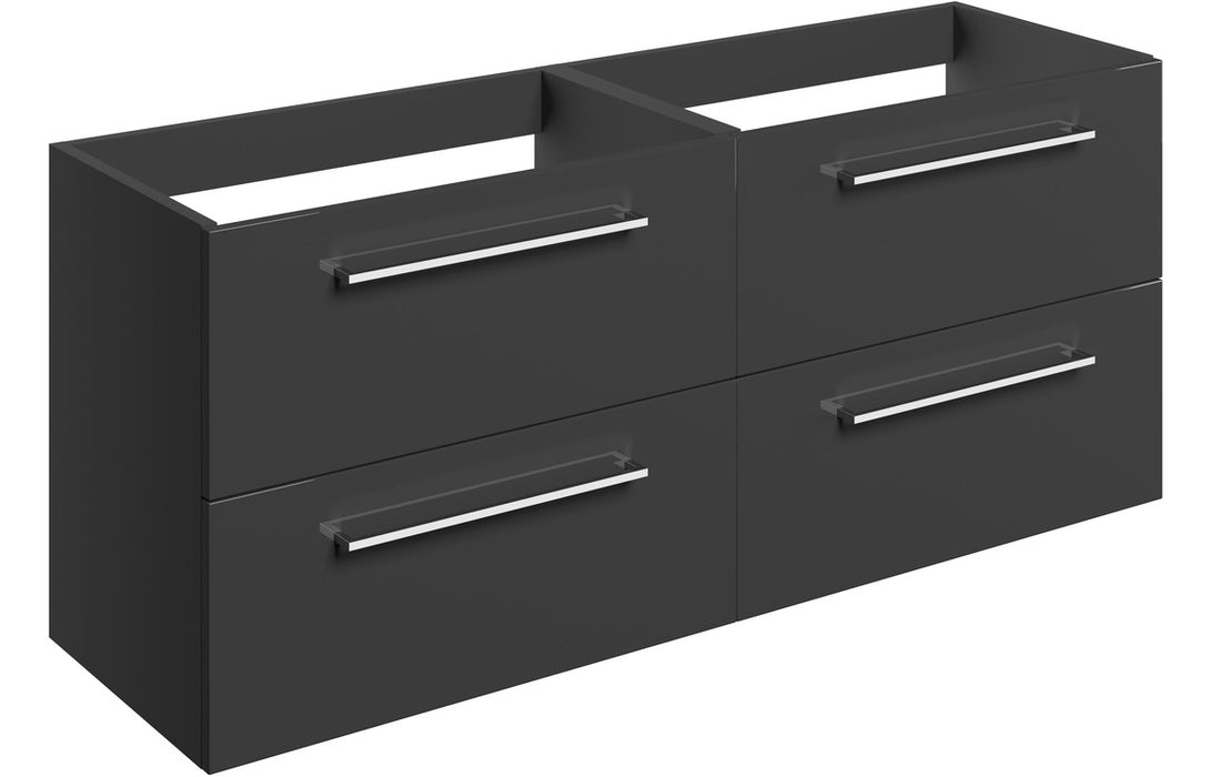 Stirling 1180mm Wall Hung 2 Drawer Basin Unit Run (No Top) - Anthracite Gloss
