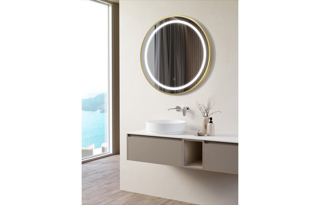Asti 600mm Round Front-Lit LED Mirror - Brushed Brass