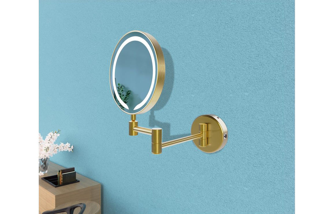Massa Round LED Cosmetic Mirror - Brushed Brass