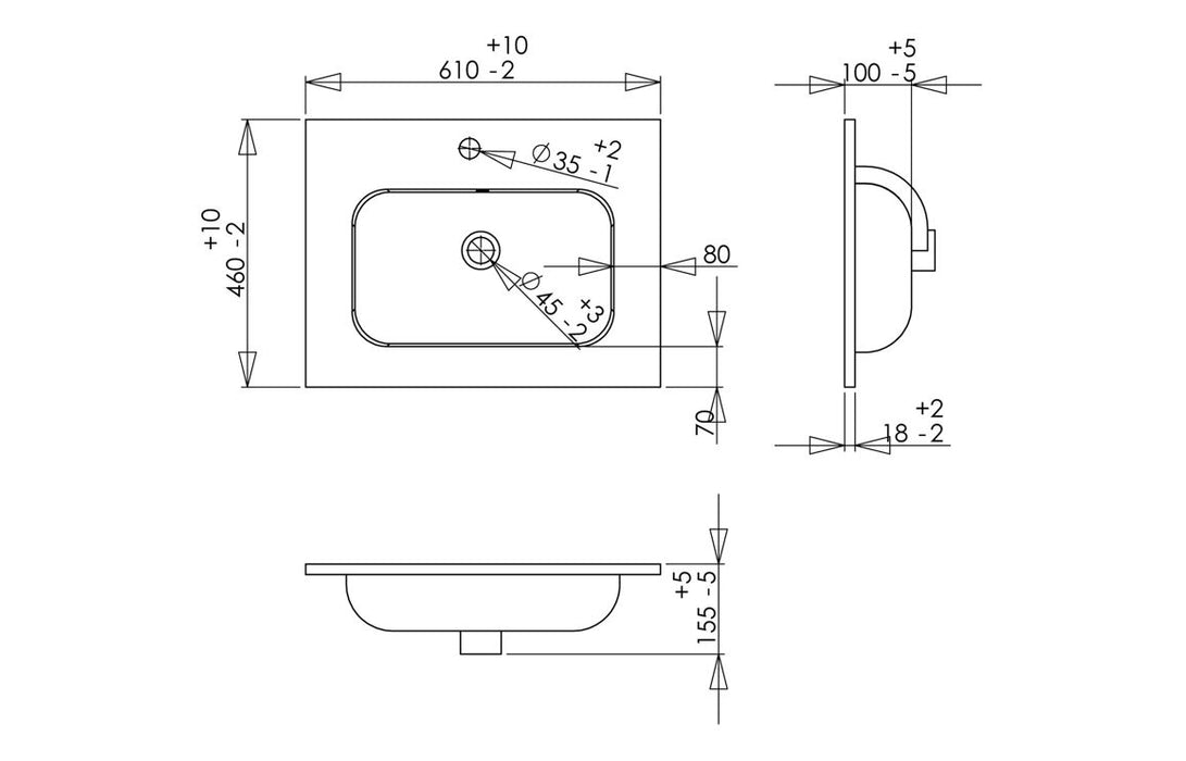 Marche 610mm Wall Hung 2 Drawer Basin Unit & Basin - Matt Latte