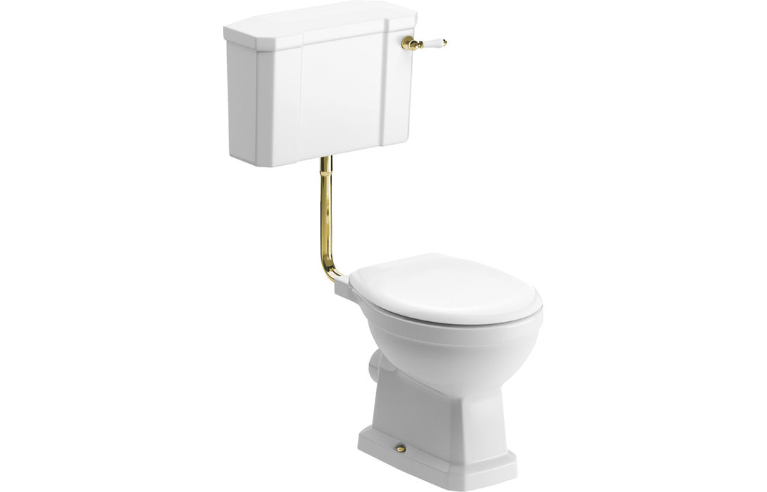 Denbigh Low Level WC w/Brushed Brass Finish & Soft Close Seat