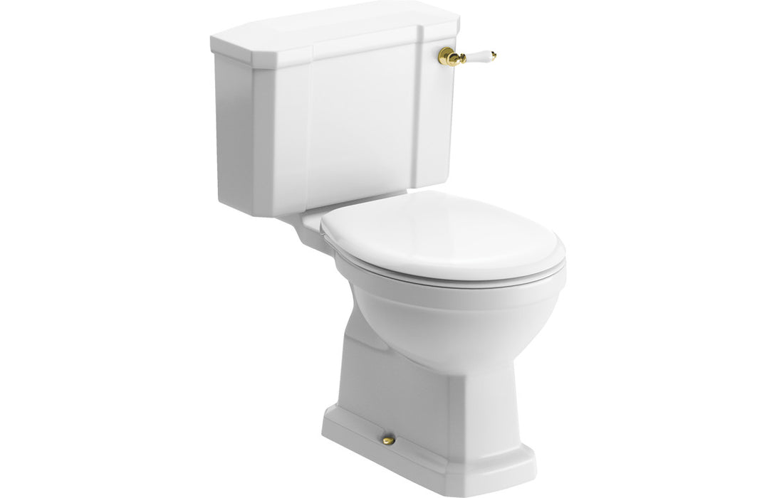 Denbigh Close Coupled WC w/Brushed Brass Finish & Soft Close Seat