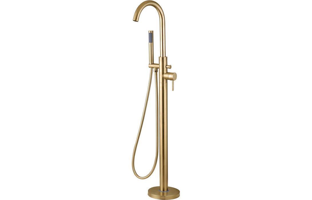 Charlie Floor Standing Bath/Shower Mixer - Brushed Brass