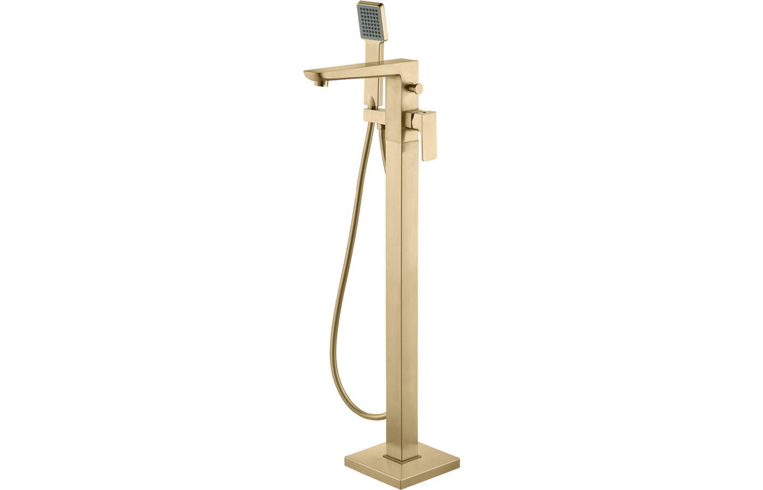 Georgie Floor Standing Bath/Shower Mixer - Brushed Brass