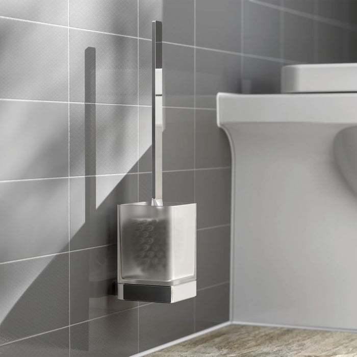 HiB Wall Mounted Square Toilet Brush Holder - Chrome - ACTBWHCH01