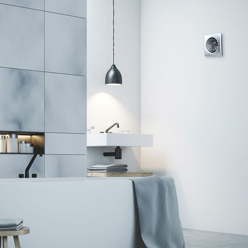 HiB Hush Discreet Bathroom Extractor Fan - Matt Silver - 31700