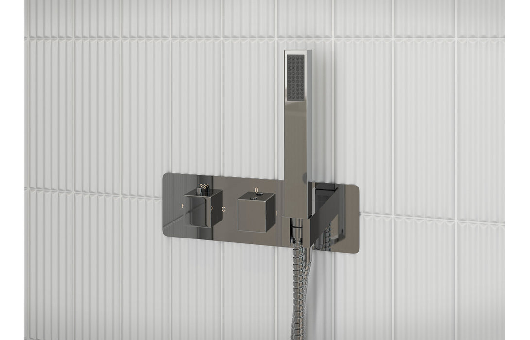 Swansea Shower Pack Two - Two Outlet Twin Shower Valve w/Handset & Brass Overhead