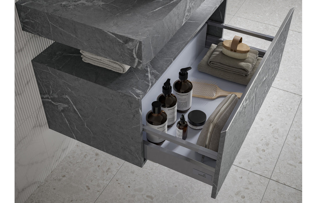 Liguria 600mm Wall Hung Basin Shelf - Grey Marble